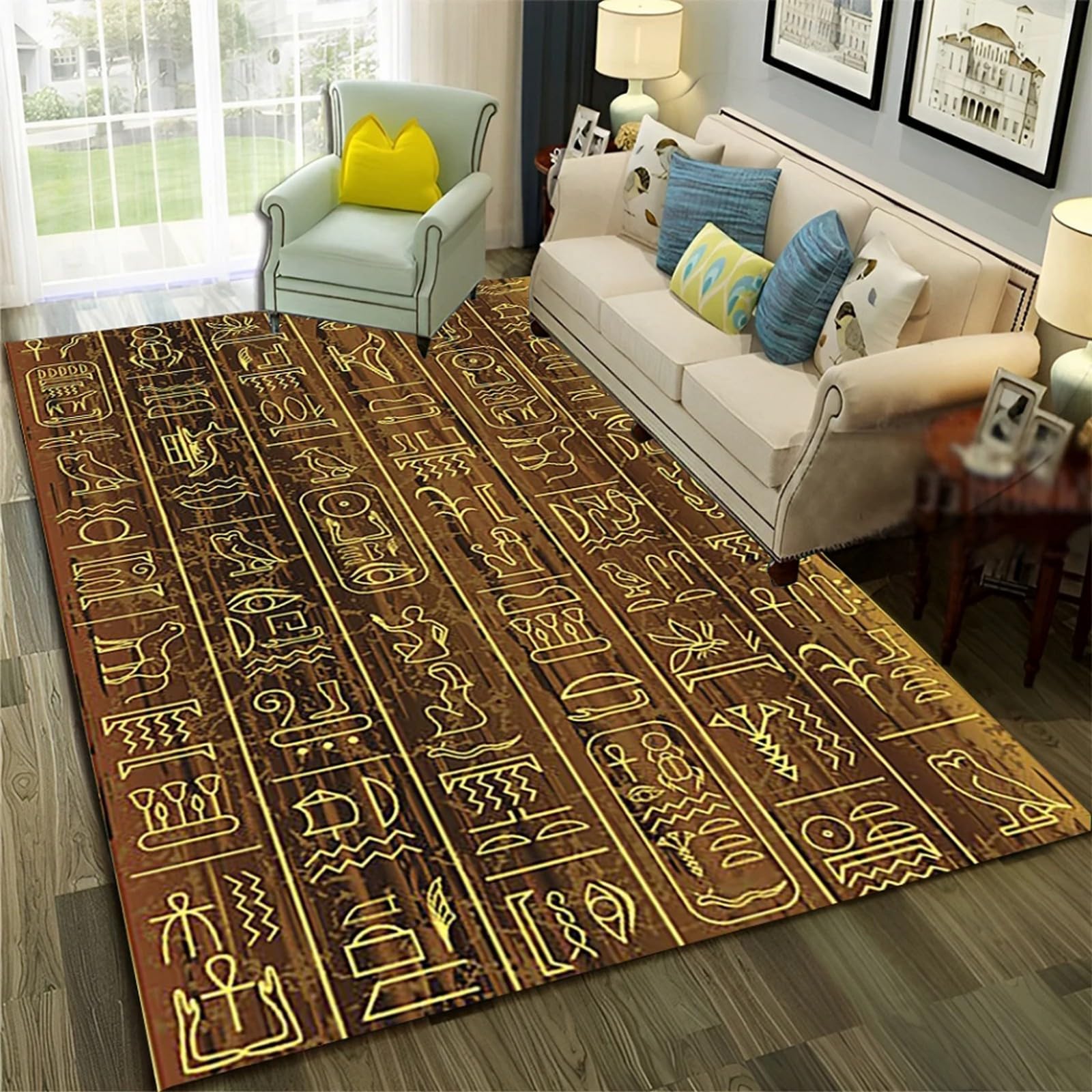 Tapis de zone 3D rétro 120 x 160 cm en polyester doux et antidérapant pour chambre d'enfant
