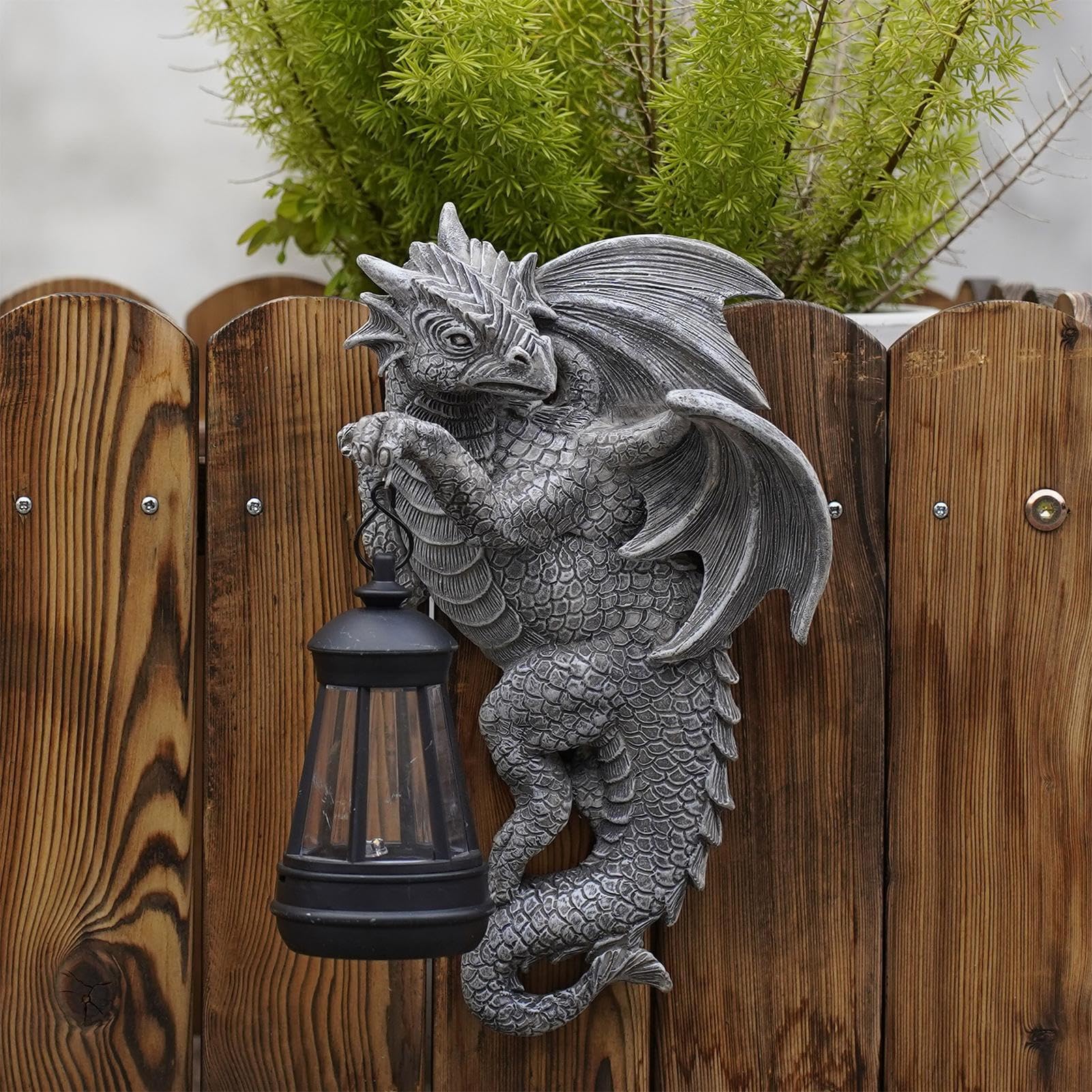 Figurina Del Drago Da Giardino - Statua Del Drago Solare | Scultura Di Draghi Unici Con Lanterna | Statue Esterne Resistenti Alle Intemperie Per Il Giardino Prato Da Patio Balcone | Regalo Di
