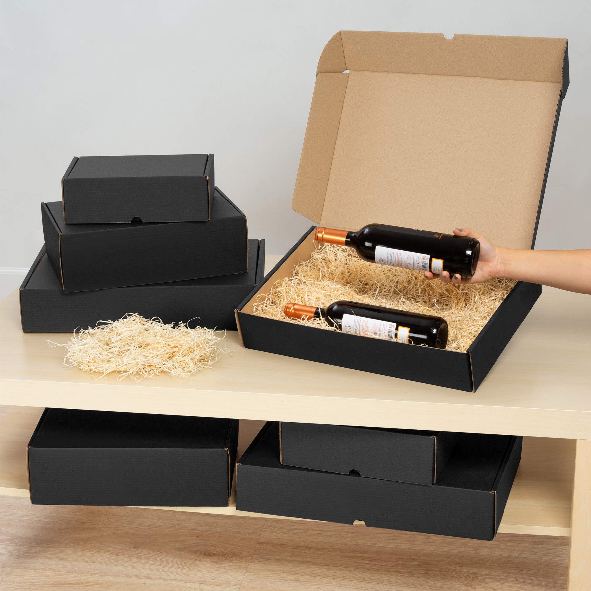 Scatole Cartone Nere Per Spedizioni - Confezione Da 25 Pezzi Automontanti, Misura L (31x18x9 Cm) - Foto 2