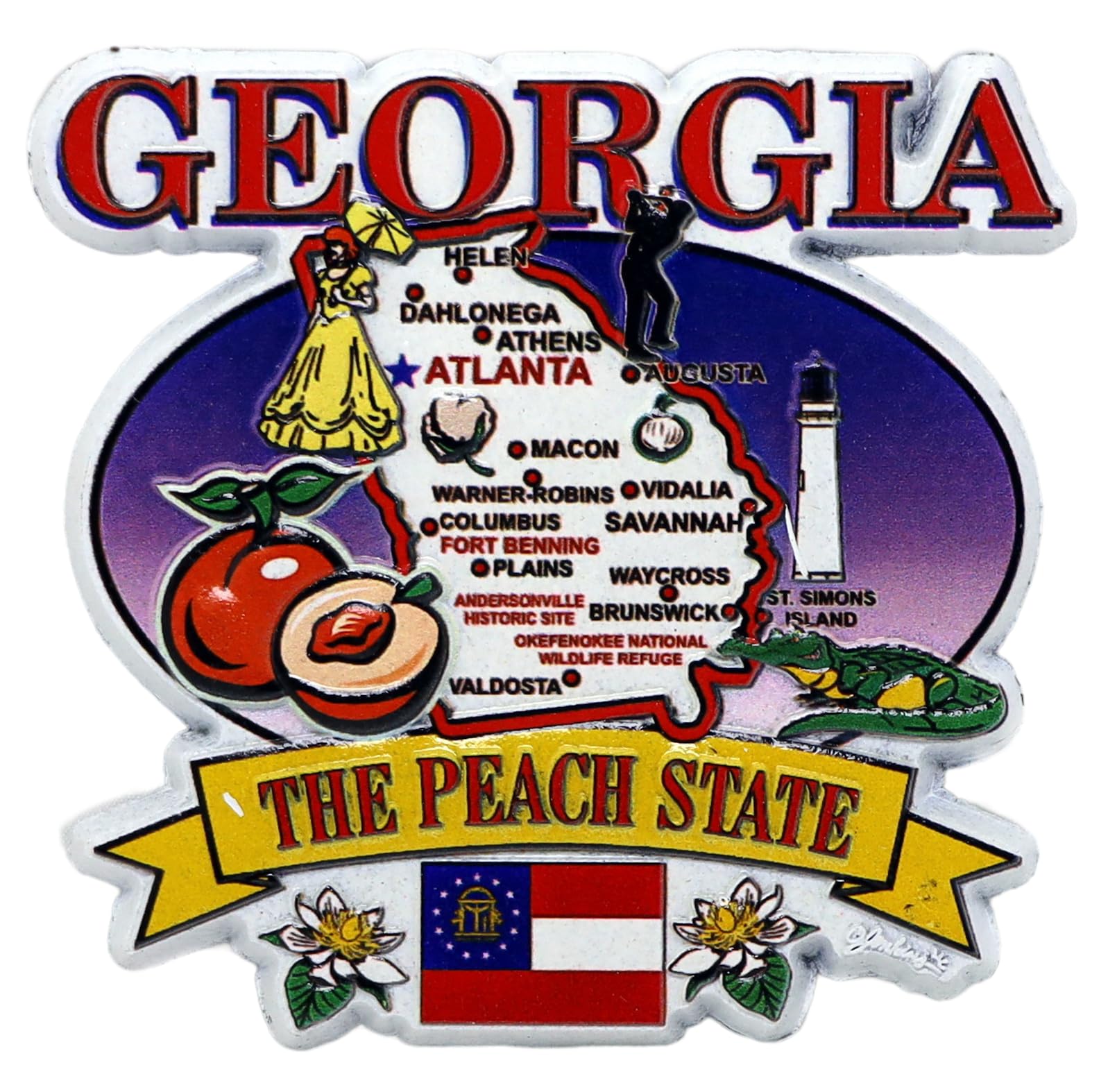 Georgia State Elements Map Fridge Collectible Souvenir Magnet