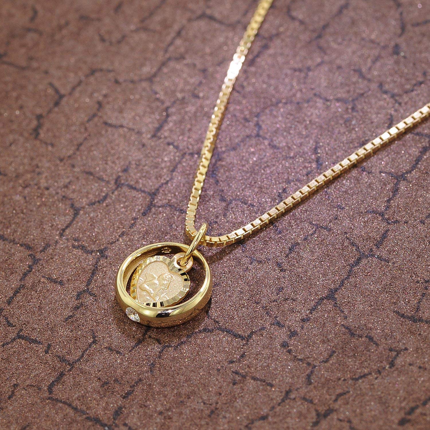 trendor Taufring mit Amorherz Gold 585 an goldplattierter Silberkette 75120