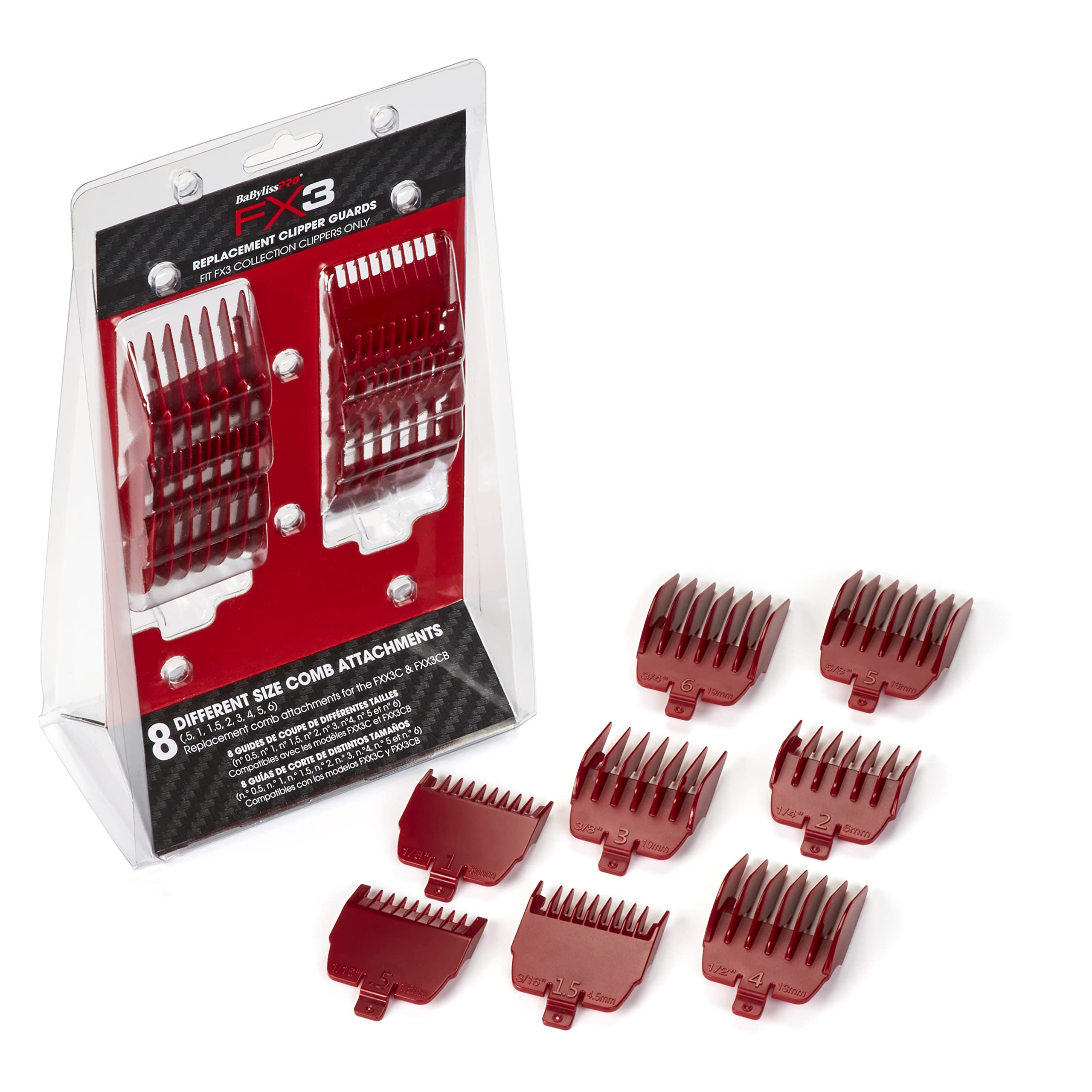 BaBylissPRO FX3 Replacement Clipper Guards, Red