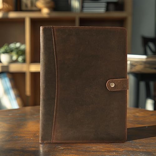 Miniatura 6 de Leather Village Organizador de cartera de cuero, padfolio profesional de negocios para hombres y mujeres, elegante soporte para tarjetas de