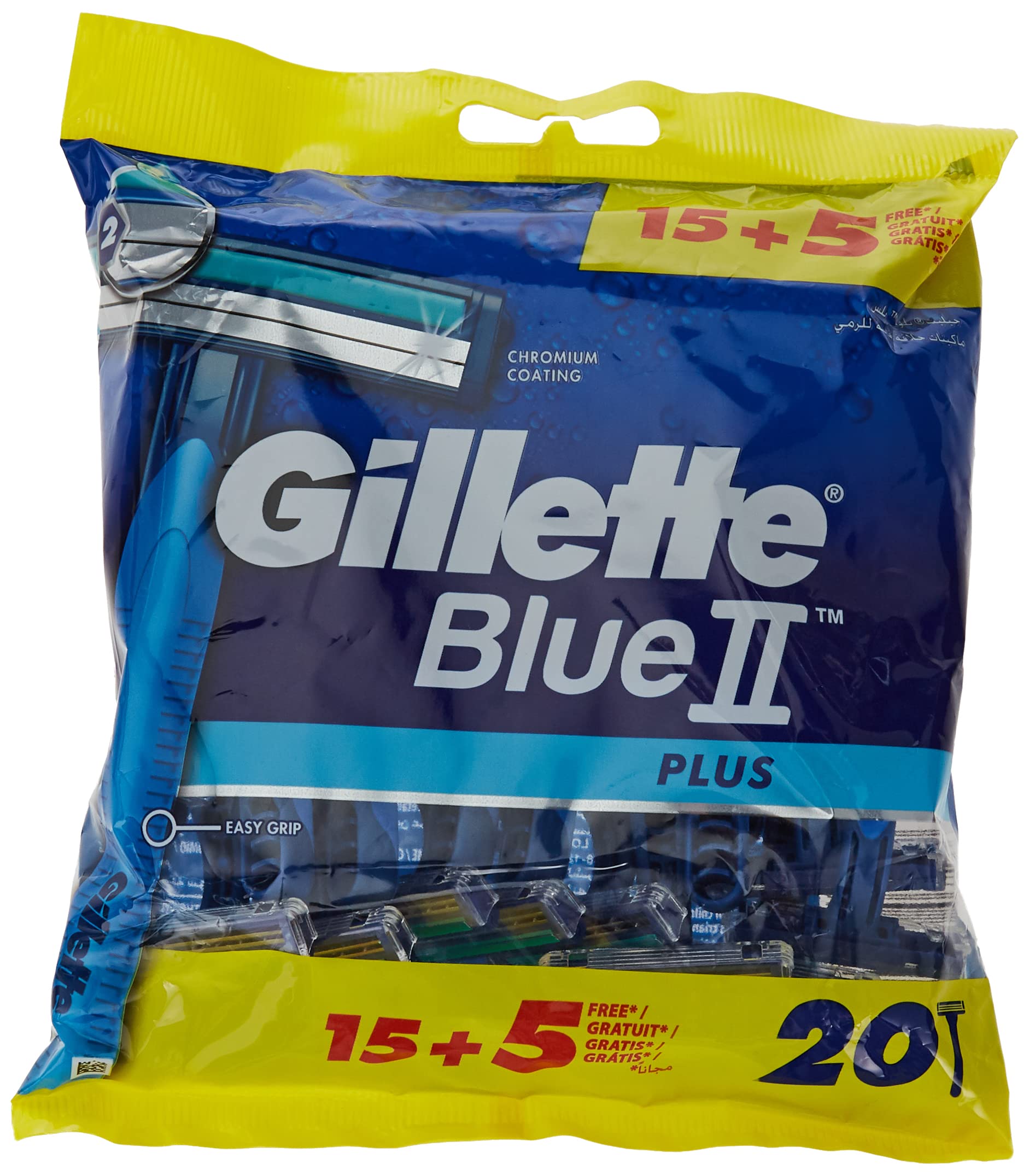 Gillette Blue Ii Plus Men's Disposable Razors, 15+5 Pack