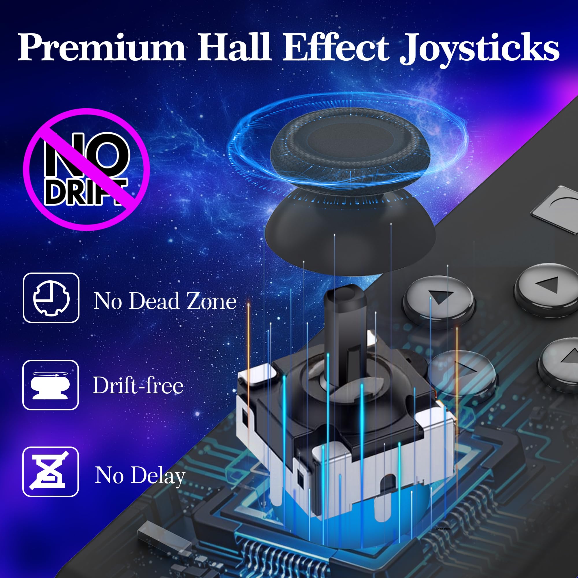 Ninconrep Control for Switch Controllers, Wireless Joy Remote for Switch 1 OLED Lite, Anti Drift Hall Effect Joysticks, Extra Cons One Black Controls Value Bundle (Not Official) — view 3