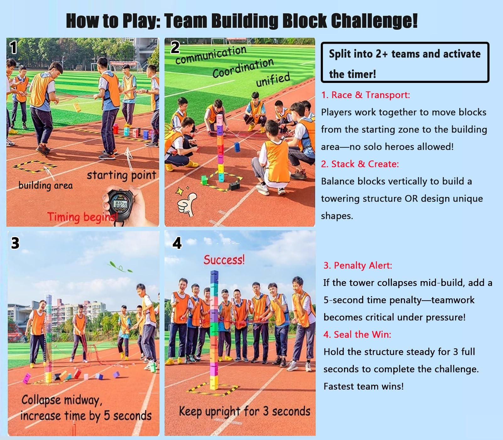 Teamwork-Spiele Team-Bausteinturmspiel for Outdoor-Aktivitäten, Gruppen-Zusammenarbeitsspiel Zur Verbesserung Der Teamzusammenarbeit Und -fähigkeiten(5PCS)