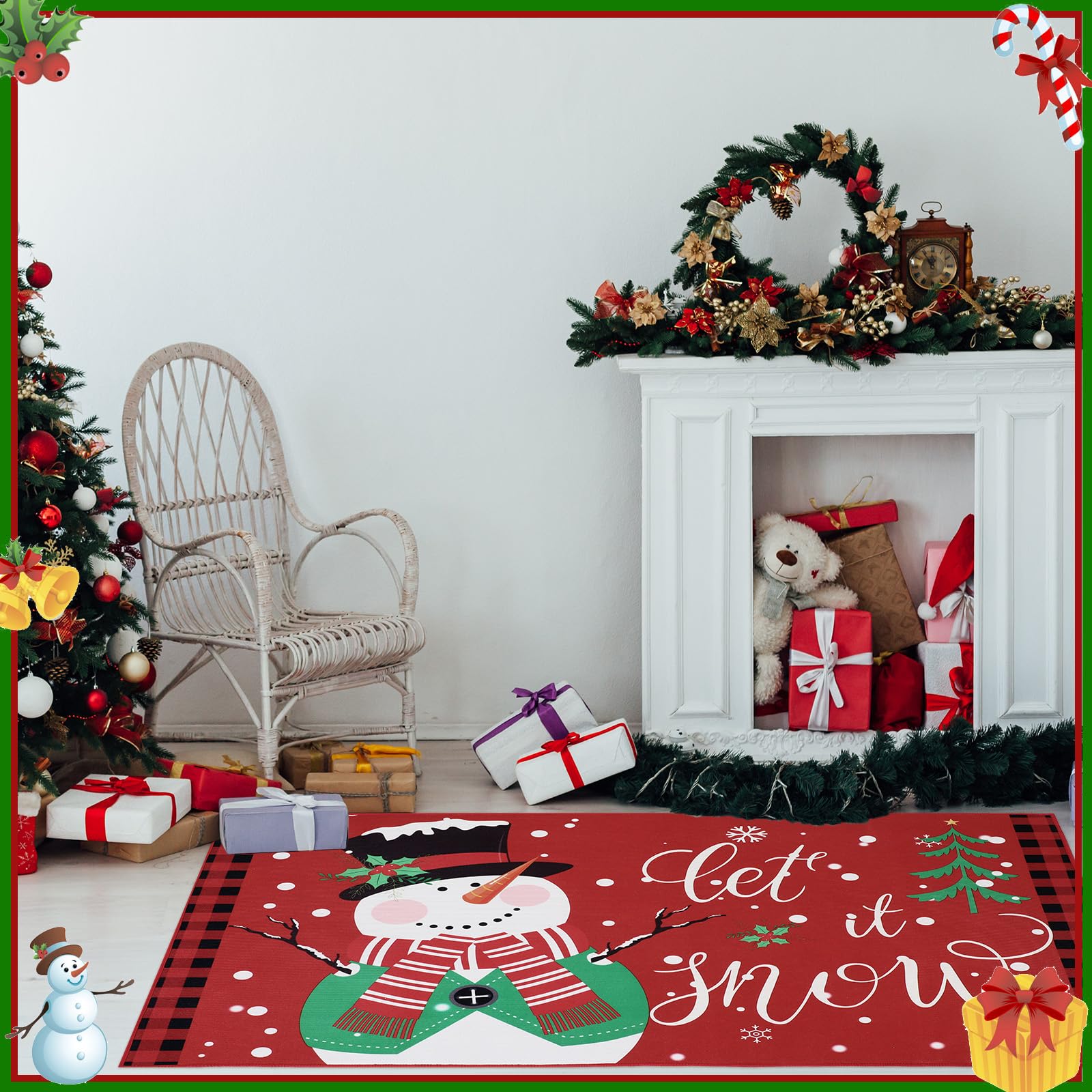 Condition photo showing New/Like New for Nuanchu Extra Large Christmas Doormat Merry Christmas Front Door Mat Winter Holiday Large Welcome Mat Washable Carpet Nonslip Rug for Xmas Decor(Let It Snow,5 x 3 ft)