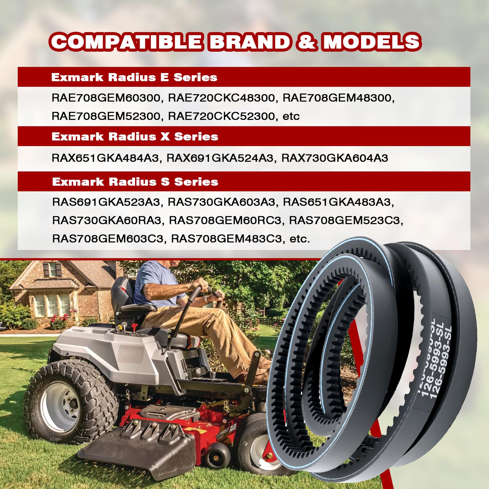 V-Belt For Exmark Radius E, S, X Zero-Turn Mowers – Cogged Drive