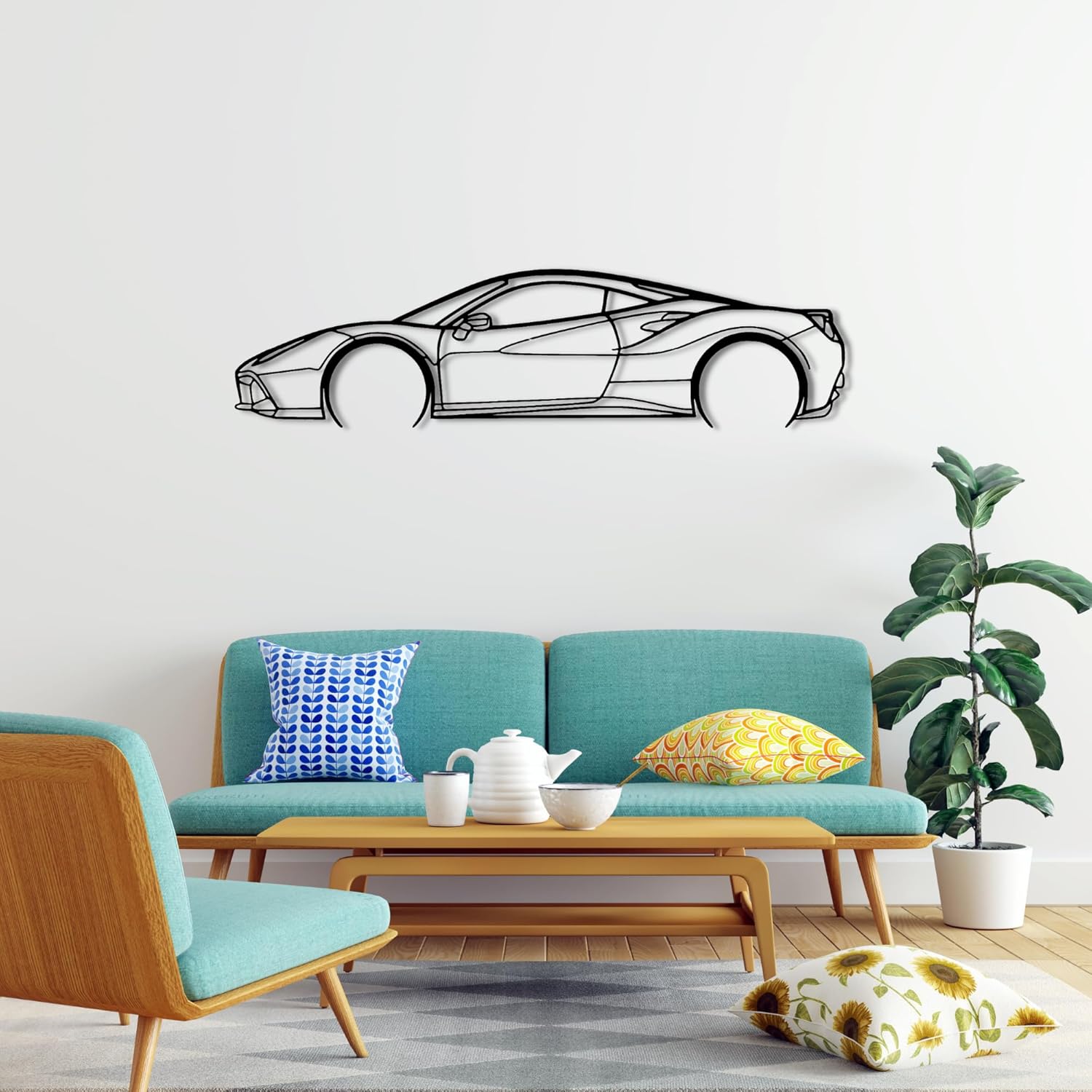 488 GTBB Detailed Silhouette Metal Wall Art | Metal Wall Decor | Automotive Wall Decor | Living Room Wall Decor | Christmas Gifts | Gifts For Car Lovers | Gifts (110 CM 44 Inches)
