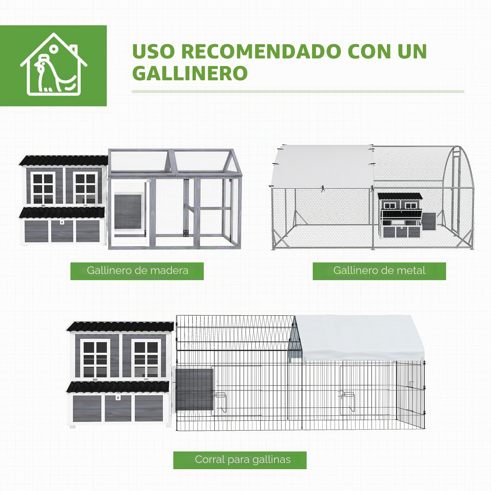 Gallinero PawHut de Madera de Abeto, gallinero con Nido, gallinero para 4-6 gallinas, tejado Impermeable, 100 x 86 x 100 cm, Gris Claro
