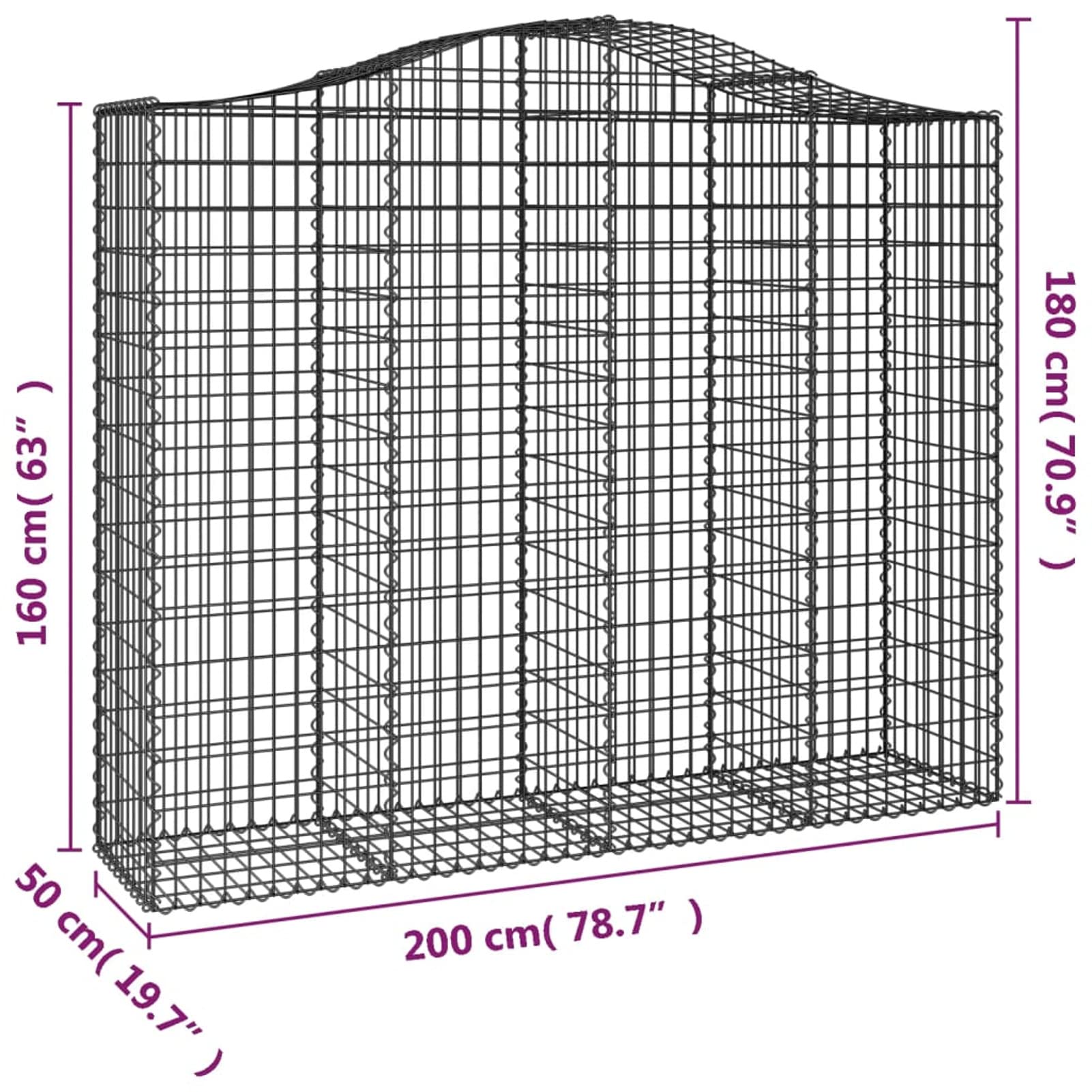 Gecheer Gabione mit Hochbogen dekorative Gartenbarriere langlebiges Material robuste Konstruktion für Hinterhof Vorgarten Terrasse