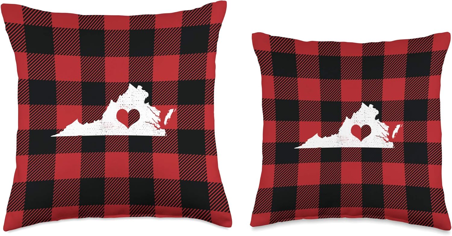 Buffalo Plaid Virginia Heart Throw Pillow
