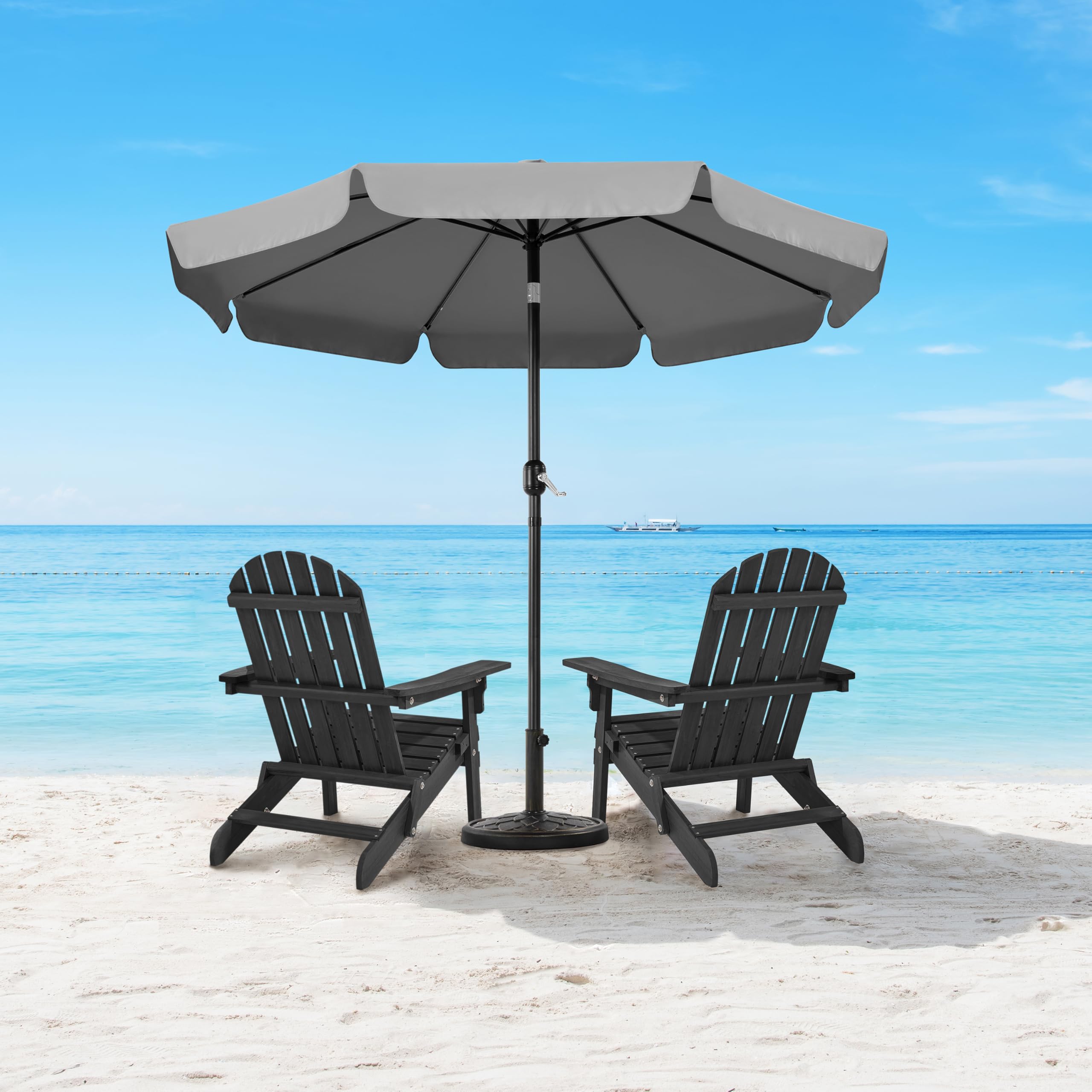 Yaheetech Sombrilla de Jardín Playa 267,5x240 cm con 8 Costillas Función de Inclinación y Manivela