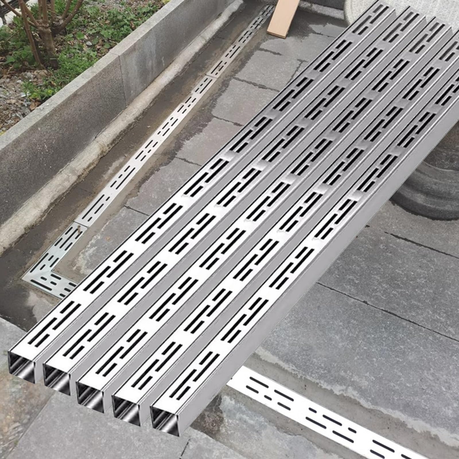 Fossé de drainage étroit avec grille amovible pour tranchée extérieure 5 caniveaux
