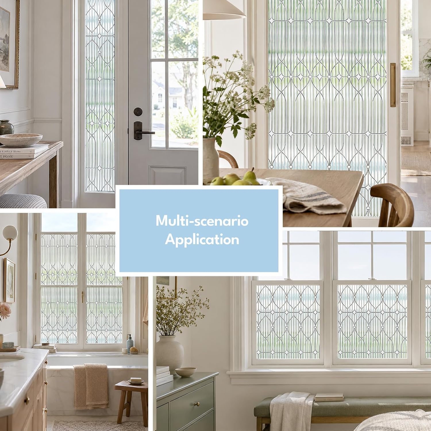 ADD.HERES Window Privacy Film, Glass Decorative Static Cling, 17.5 x 78.7