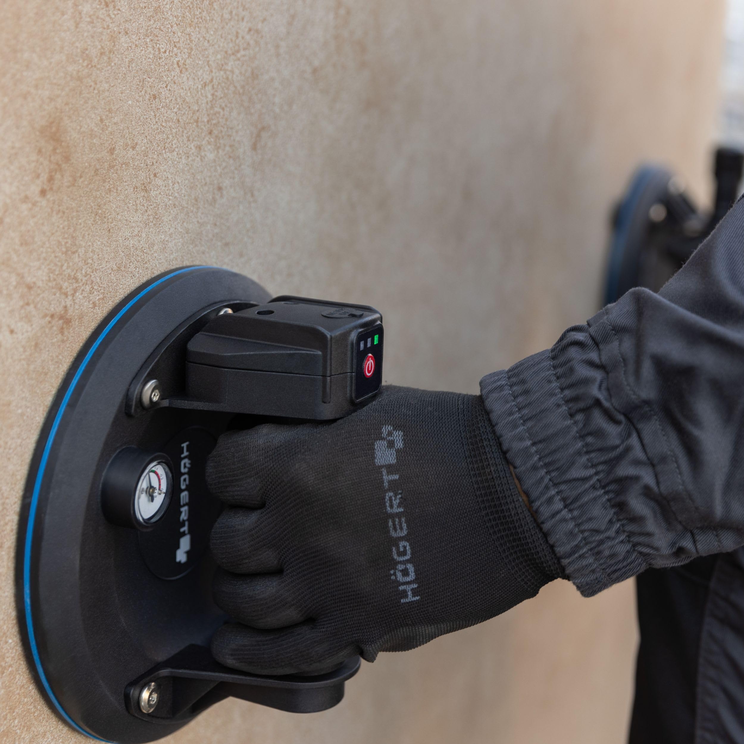 HÖGERT TECHNIK - Ventosa a batteria da 200 mm con manometro, aspirapolvere a batteria Heavy Duty, carico: 150 kg, la ventosa viene utilizzata per il trasporto di vetrate, oggetti lisci e piastrelle in