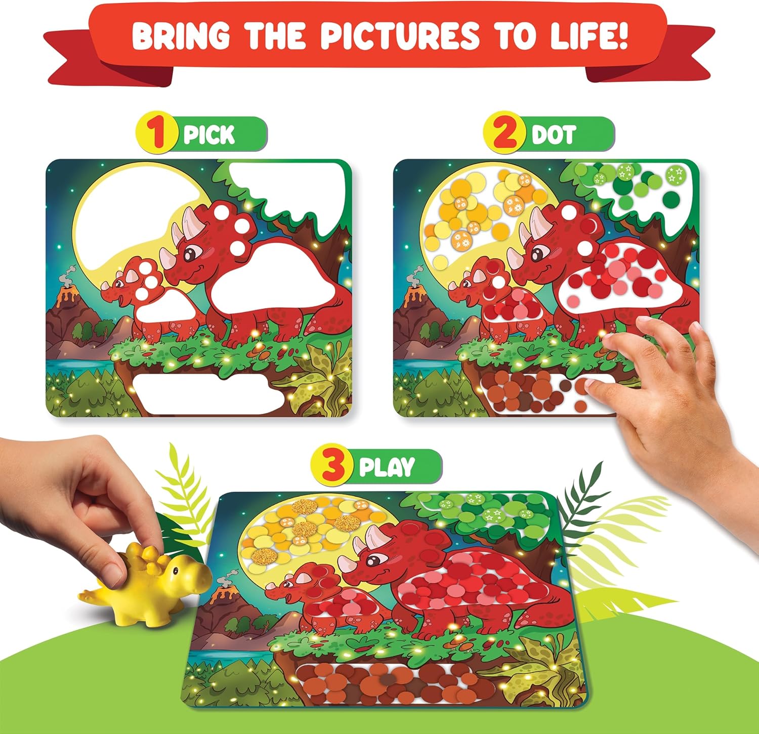 Dot Sticker Art Activity - Dinosaurs Dot Art, No Mess Crafts for Kids, Stocking Stuffers Toddlers, DIY Activity, Educational Gifts for Boys & Girls Ages 3, 4, 5, 6, 7 Year Old, Travel Toys