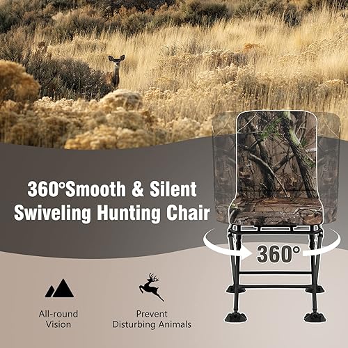 Miniatura 9 de S AFSTAR Safstar - Silla plegable de caza, persiana giratoria de 360 grados con cojín acolchado y capacidad de carga de 330 libras, asiento de