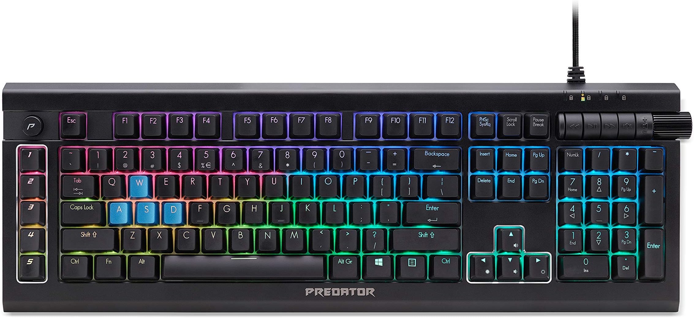 (Refurbished) Acer PKB810 Predator Aethon 500 RGB Mechanical Kailh Blue Switch Gaming Keyboard with Anti-Ghosting, All-Key Rollover, (Black)