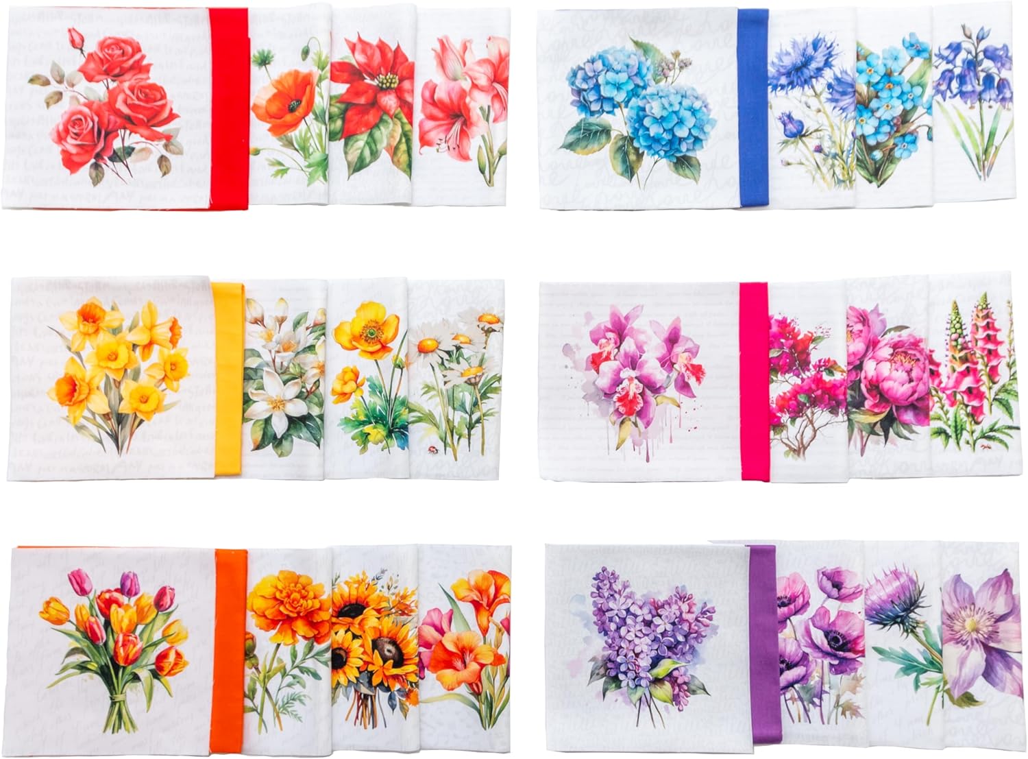 Fabrics Flowers. Cotton Charm Packs, Fat Quarters Bundles, 42 Different Motifs. Ideal for Quilts, Sewing, Blankets, and I Spy Games for Kids, 5" x 5" Squares.
