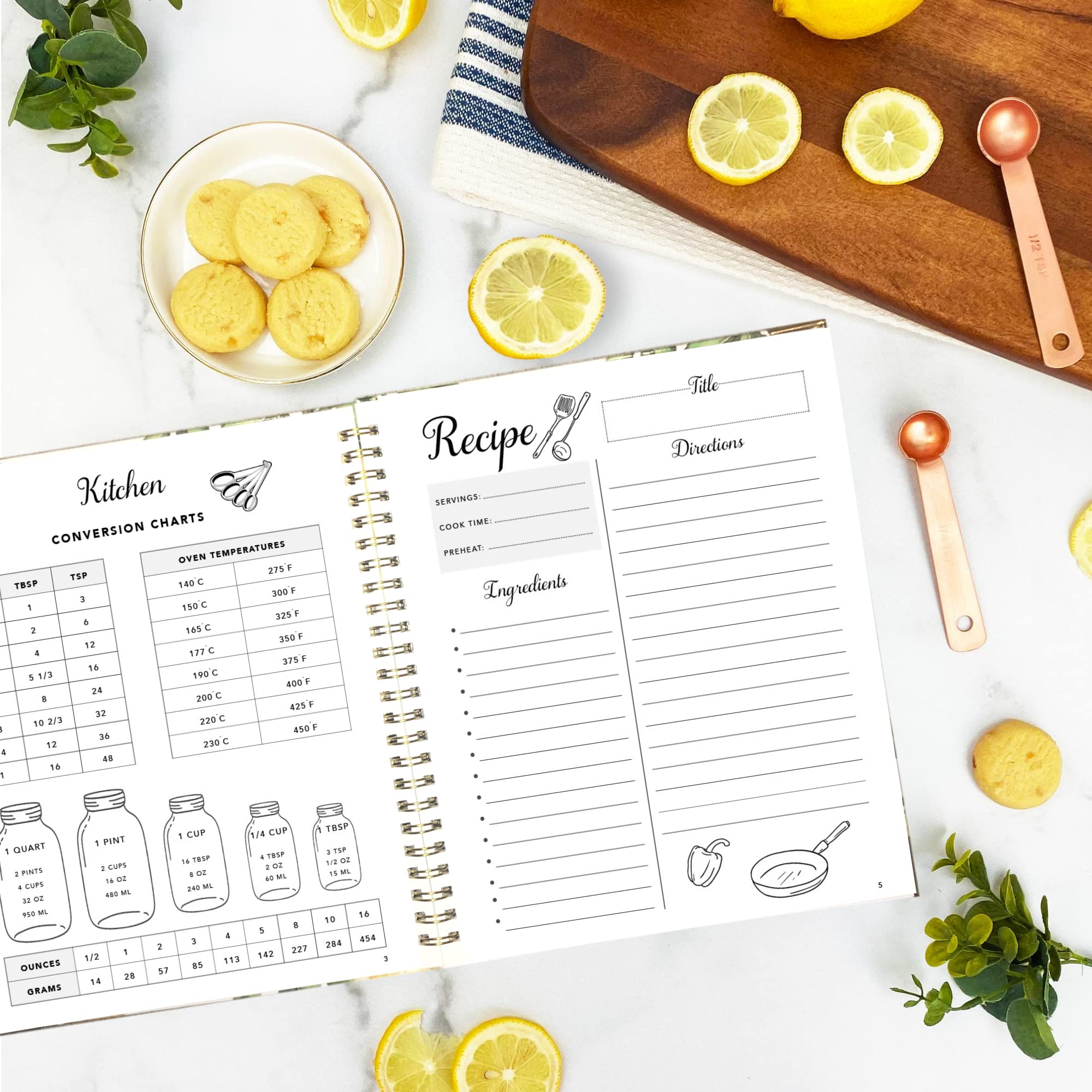 Libro de recetas para escribir en tus propias recetas - Diario familiar de recetas para crear tu propio libro de cocina - Cuaderno vacío de 100 ... contenido, notas - Tapa dura y papel grueso