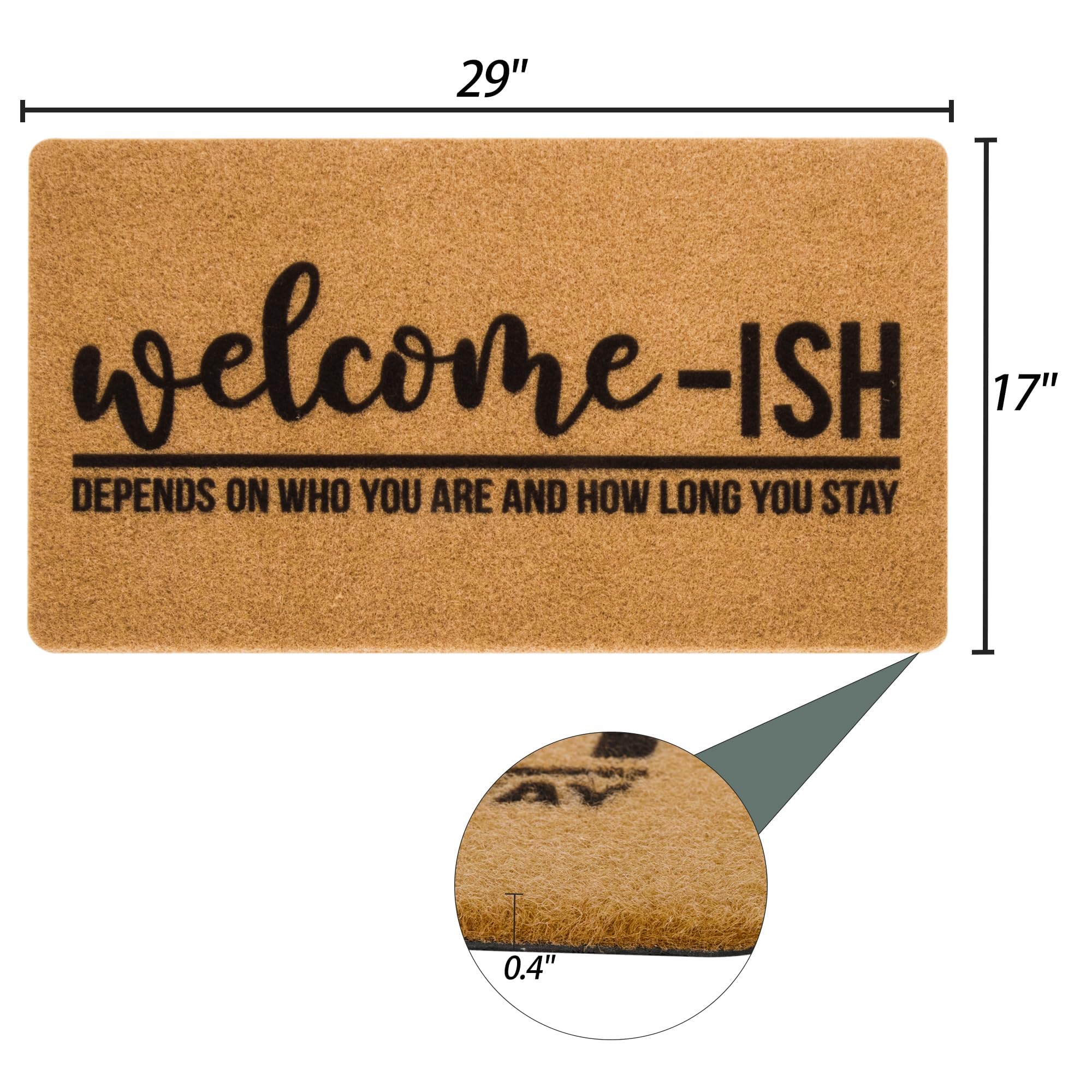 JowTreex Welcome Mats for Front Door - Outdoor Entrance Welcome Ish Doormat Non-Slip Rubber Mat Indoor Decor 43x75 cm - Image 2