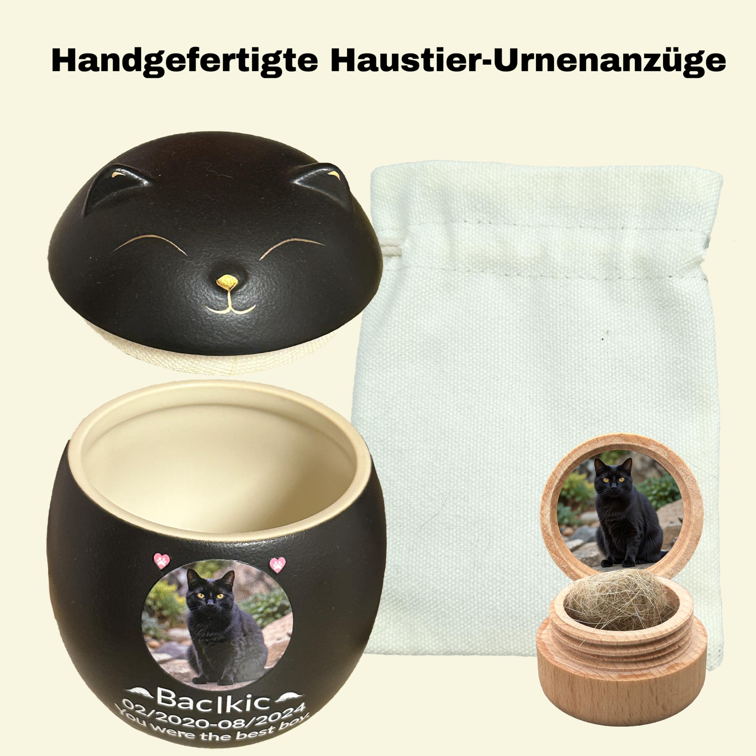 Handgemachte personalisierte Katze Urne für Asche, Haustier Einäscherung Urne (Orange)