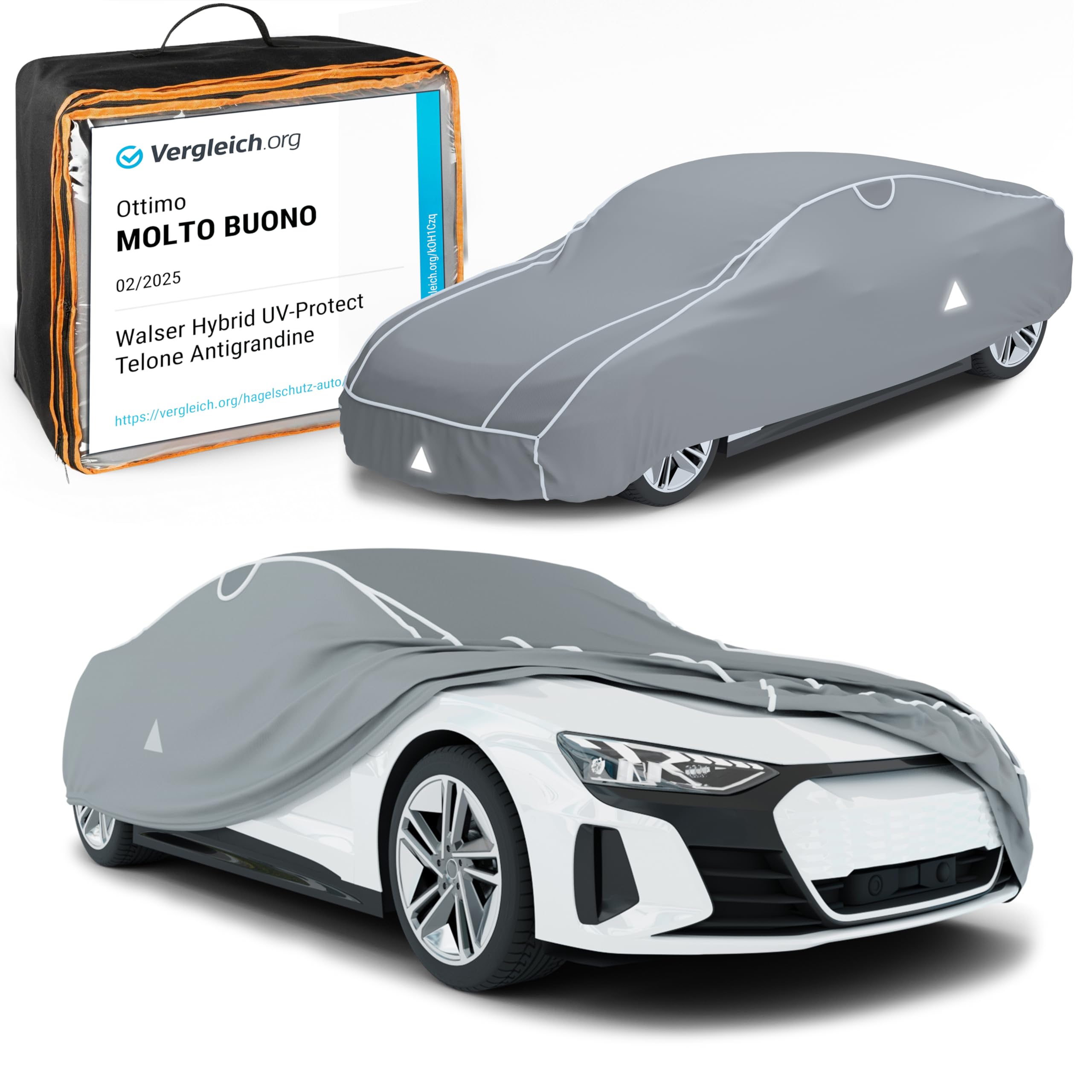 WALSER Premium telo antigrandine per auto Hybrid UV Protect, prodotto Molto Buono* telo copriauto impermeabile e traspirante, certificato dal TÜV Austria* copertura per auto antigrandine Misura 3