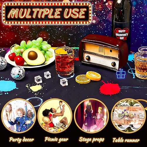 Miniatura 6 de Fabbay Alfombra de neón para decoración de fiesta, que brilla en la oscuridad, alfombra de los años 80, alfombra de pasillo de neón iluminada, pista