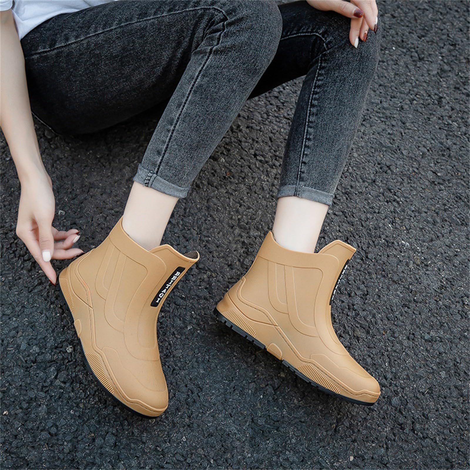 Scarpe da pioggia da uomo e da donna, in gomma, casual, alla moda, per attività all'aperto, lavoro, pesca, lavaggio auto, cucina, non sovrascarpe, blu, 43