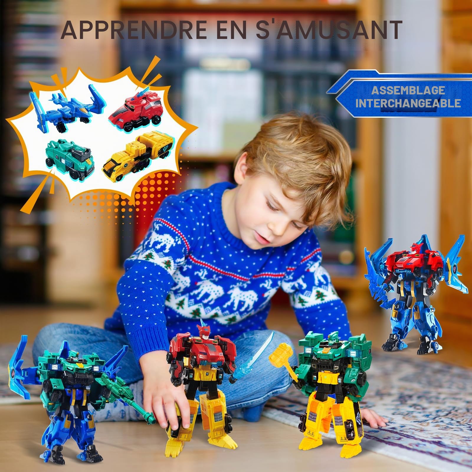 QUANTUM HEROES DINOSTER Robot Transforming 2 en 1 Raptor Tron, 7,48 Pouces, Jouets Transformable pour Enfants, Jouets Transforming Chariot et Robot pour garçons et Filles de 5 6 7 8 9 10 Ans