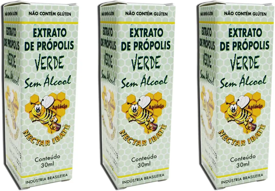 Kit 3un Extrato de Própolis Verde Sem Álcool Nectar Ibaté