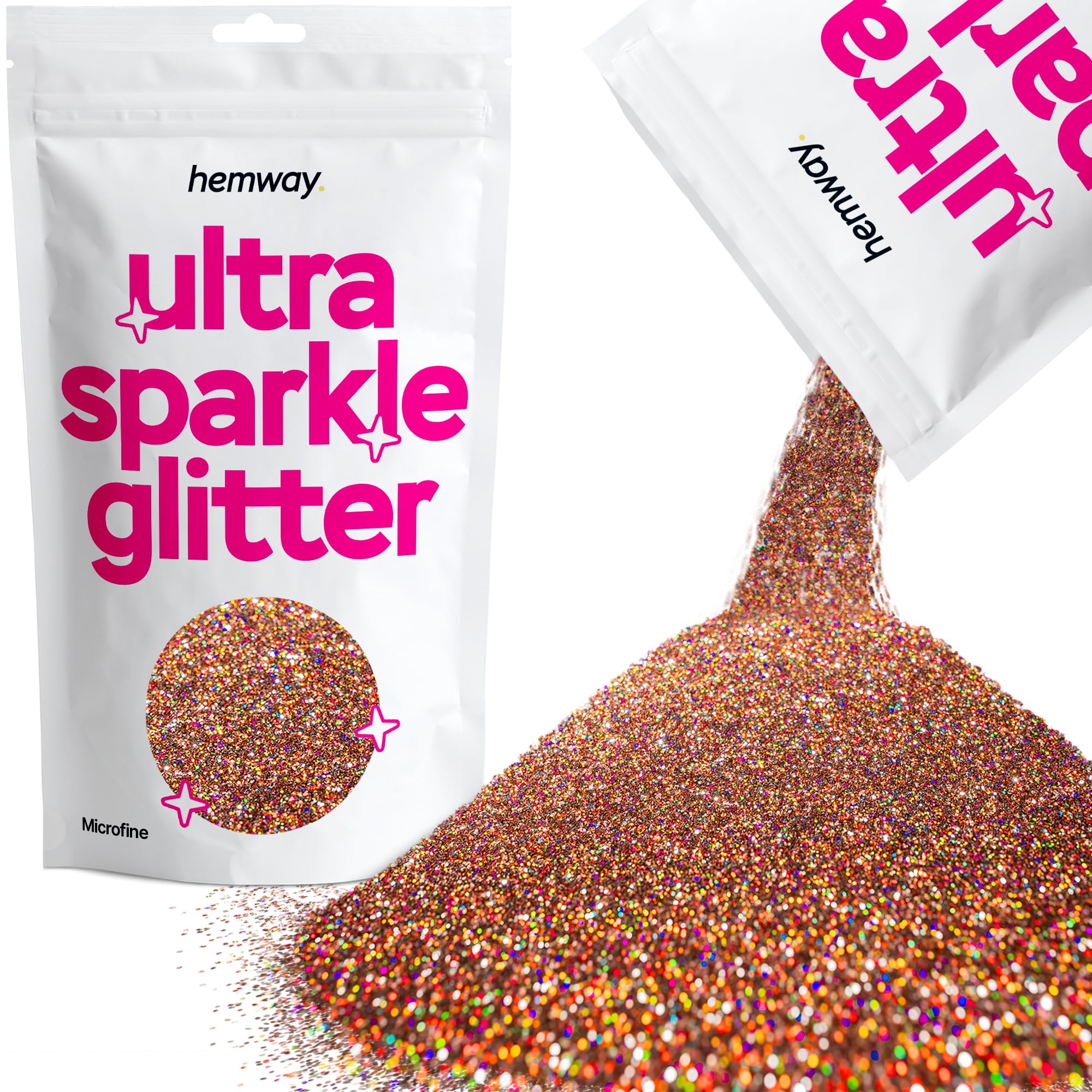 Hemway Ultra Sparkle Glitter Baby Pink Iridescent 100g Fine | Glitter for Arts & Craft, Makeup, Nail Art, Crafting, Card Making, Sparkle Decoration — view 161