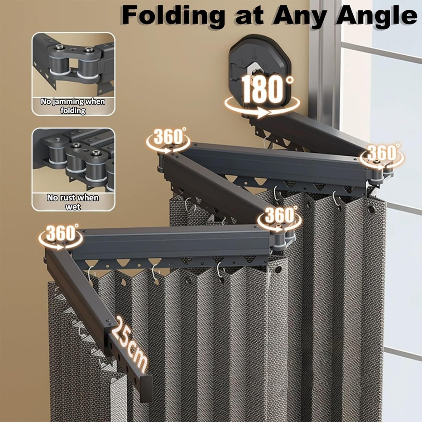 Tenda da doccia pieghevole antimuffa con ventose, lavabile in lavatrice, per vasca da bagno e doccia angolare, materiale di lino (172 cm + 25 cm, grigio chiaro)
