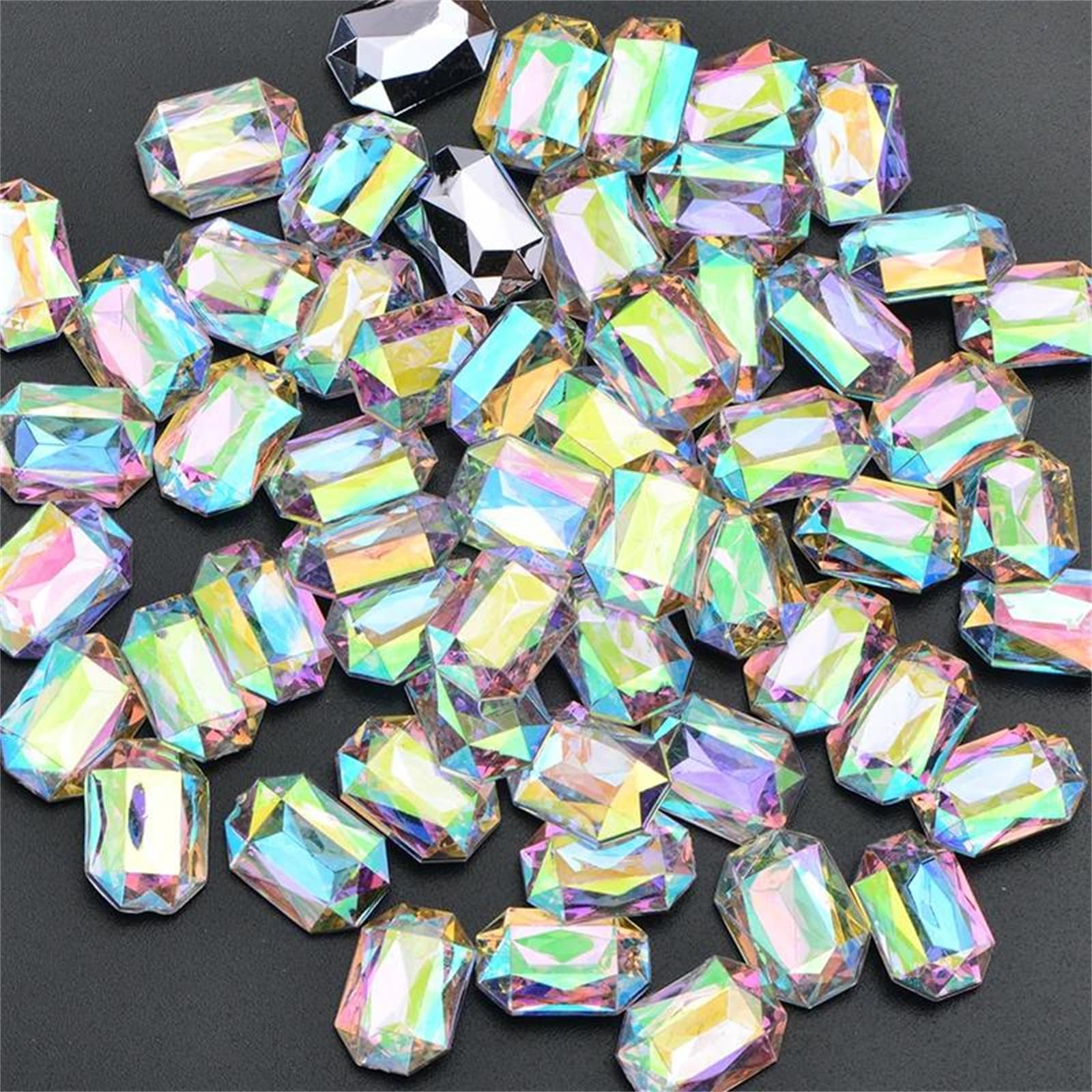 Large Rectangle Acrylic Ab Crystal Point Back Rhinestones Stones for Bags Shoes Clothes Craft Decoration