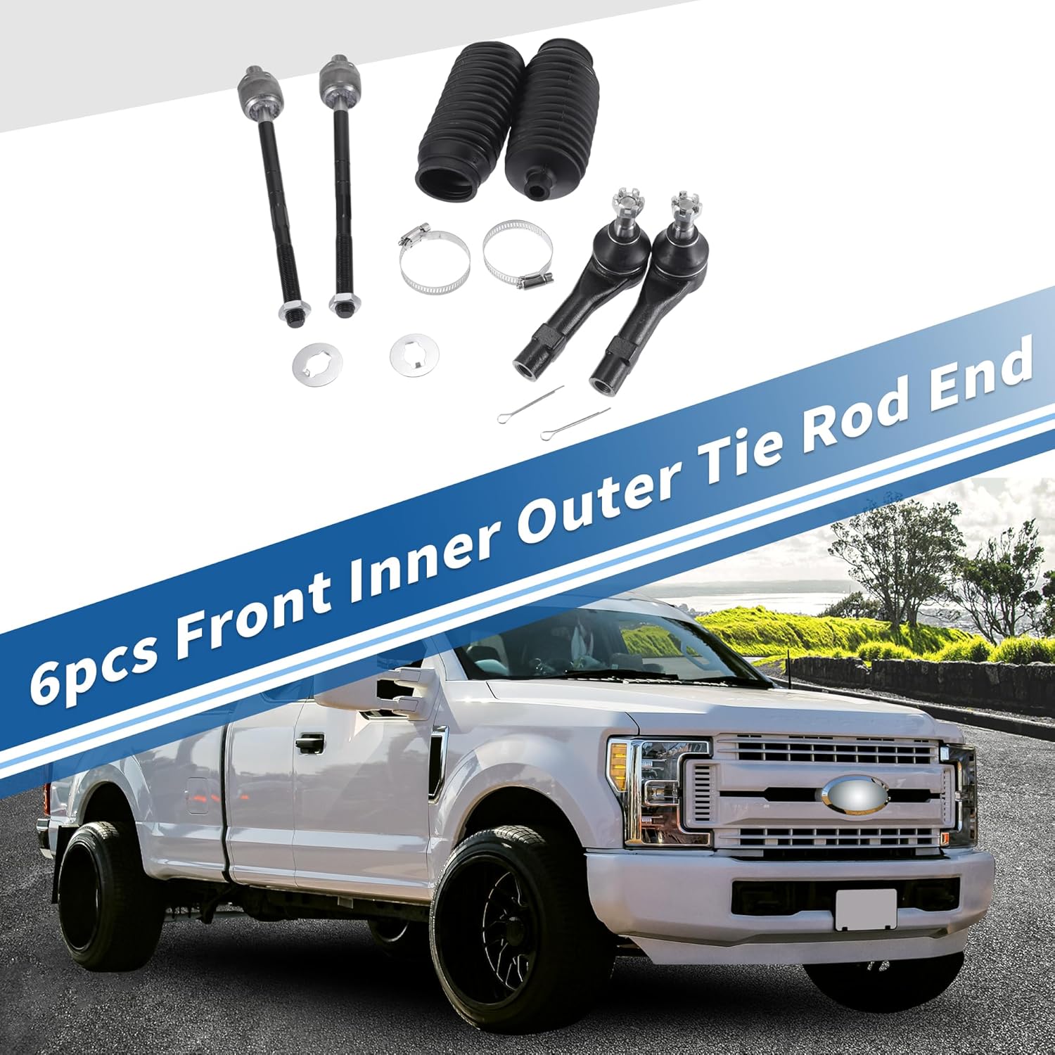 X AUTOHAUX 6pcs Front Inner Outer Tie Rod Ends Kit Suspension Steering Tie Rod End for Mazda B3000 1998-2007 for Ford Explorer 98-01 Drag Link No.ES3461/EV317