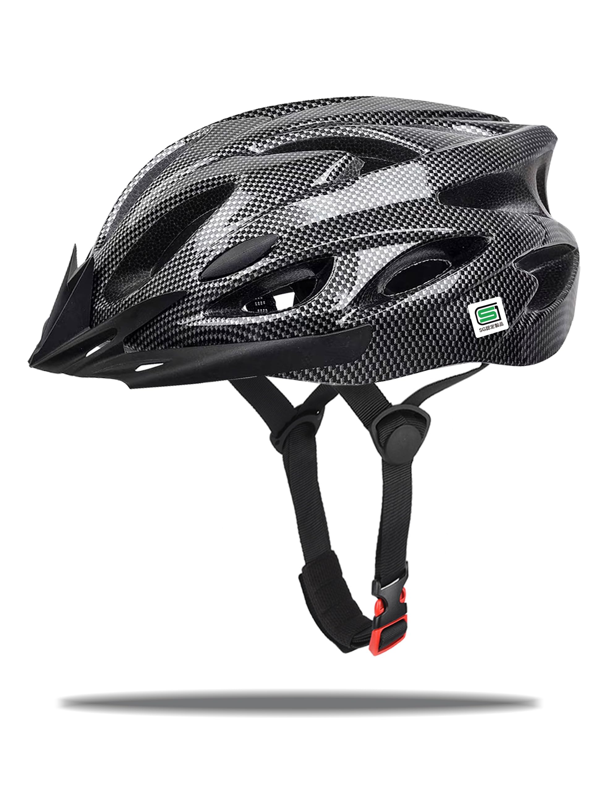 【SG認証】Genki 自転車 ヘルメット SGマーク付き自転車用ヘルメット 大人 子供 兼用 耐衝撃 軽量 サイズ調整可能 SG規格 ロードバイク サンバイザー付き 男性 女性 サイクリング (カーボンブラック, L (58-61cm))商品画像