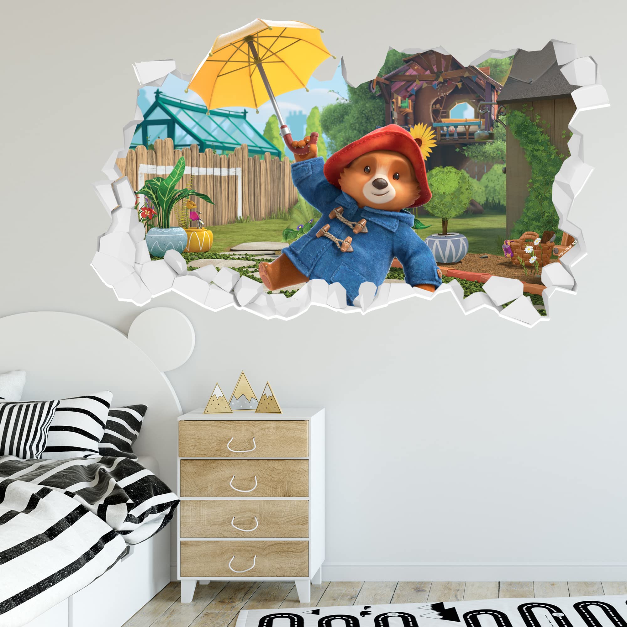 Paddington TV Wall Sticker - Umbrella Broken Wall Decal Kids Art (180cm Width x 100cm Height)