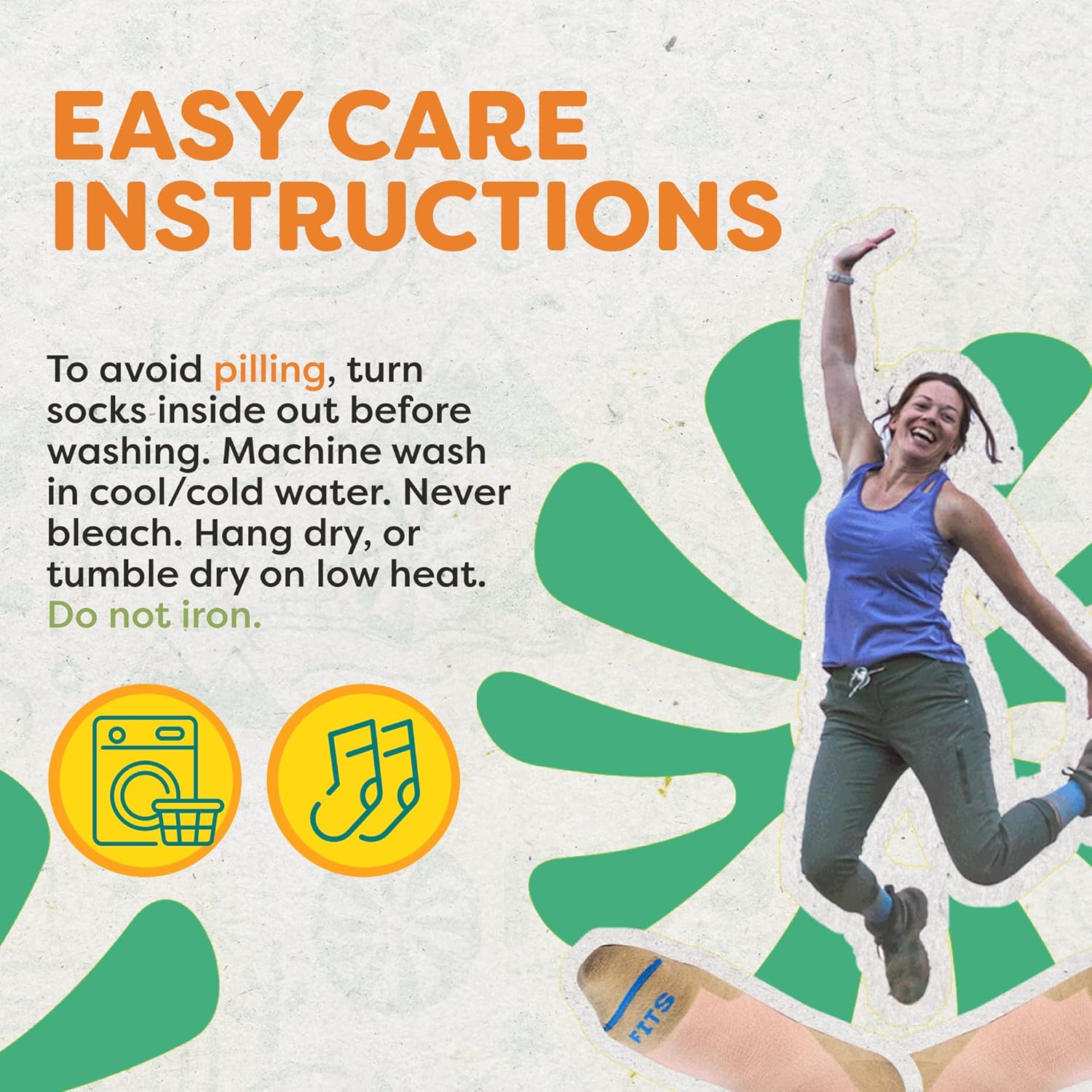 FITS Light Rugged Merino Wool Crew Socks For Men and Women, Breathable, Odor Resistant, Hiking Socks, Whole Foot Comfort