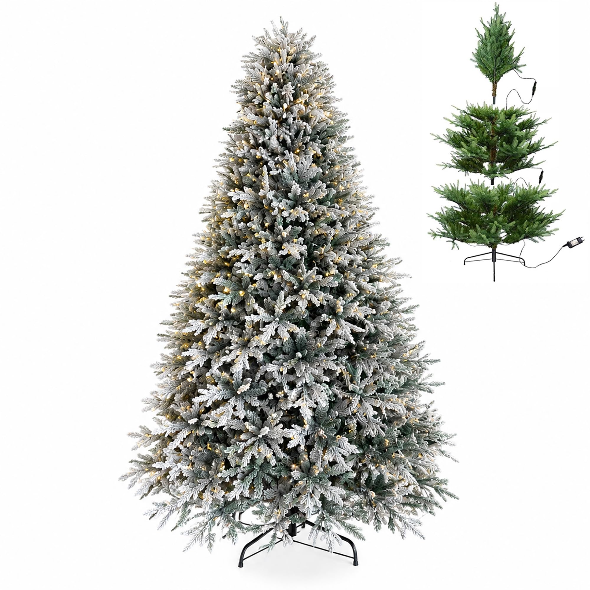 Árbol de Navidad Artificial de PE 360CM, Arbol Navidad Nevado Preiluminado