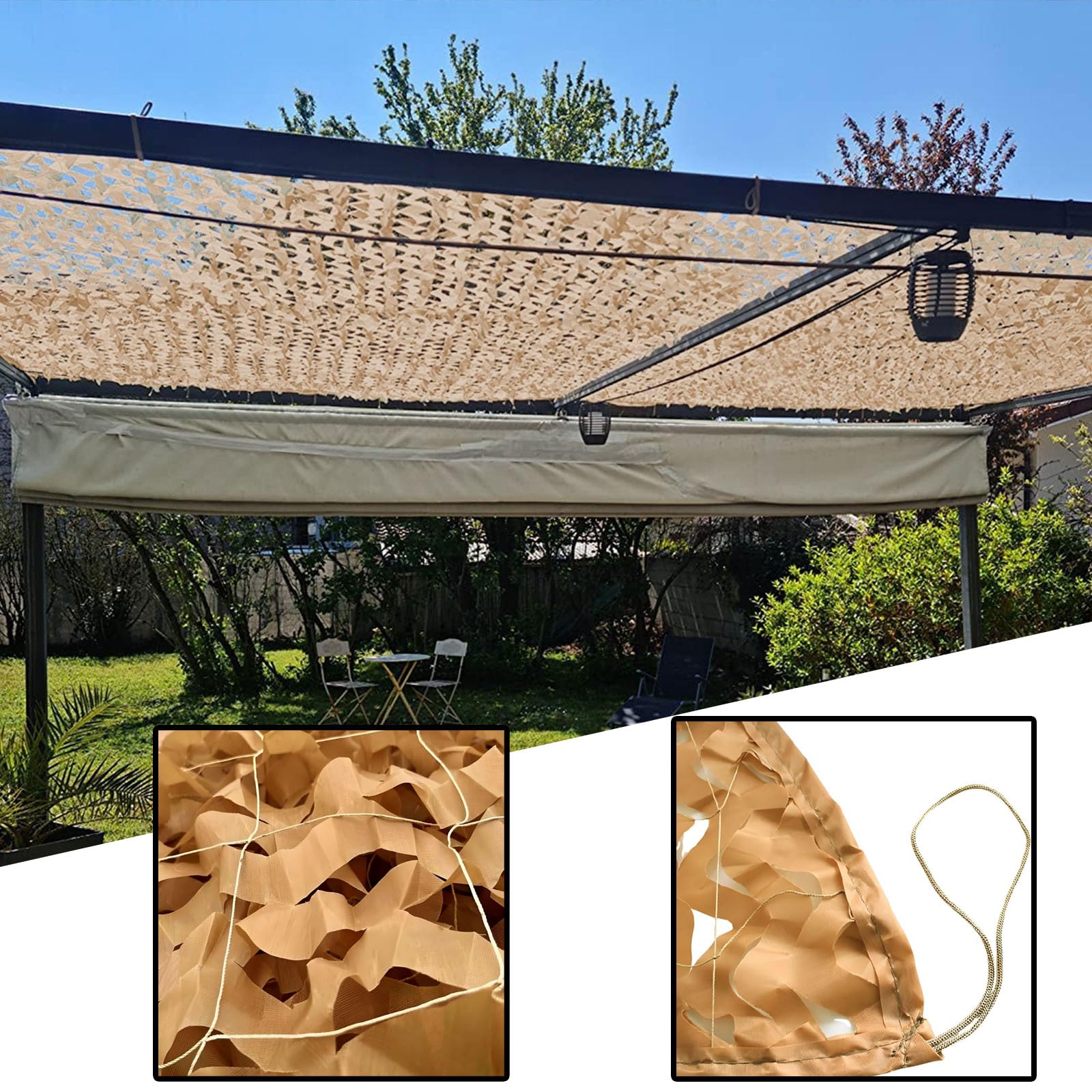 Generisch Tarnnetz Camouflage Netz Sonnenschutz Tarnung Camo Net | Oxford-Gewebe, UV-Beständiges, Sonnensegel für Militärdekoration Jagd Camping Terrasse Pergola Garten