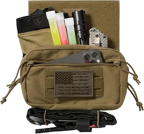 Miniatura 3 de Bolsa táctica de administración cortada con láser MOLLE EDC Organizador de herramientas con mosquetón y llavero Modular Dangler Utility Sack