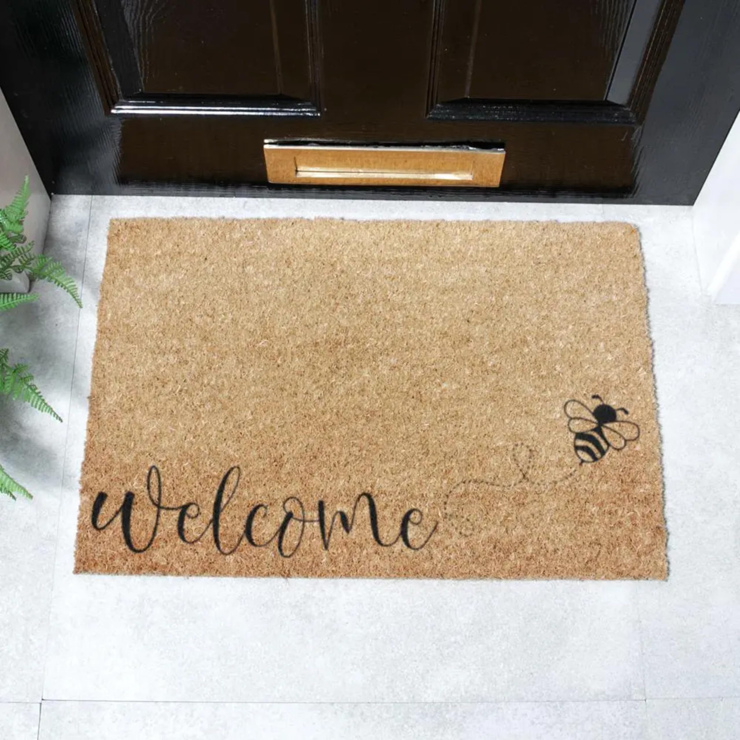 Artsy Mats - Welcome BeeDoormatt - Features Tufted Coconut Fibre - Non-Slip Rubber Backed Doormats - Heavy Duty, Decorative Outdoor Doormats, (60x40cm)