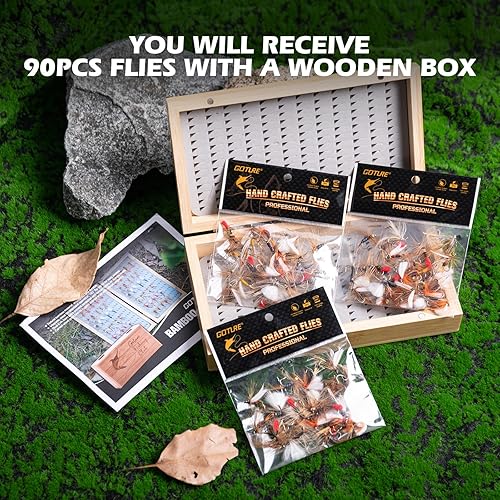 Vista 29 de Goture Kit de moscas de pesca con mosca, 25 piezas/30 piezas/100 señuelos de pesca con mosca, moscas secas, moscas húmedas, serpentinas, ninfas, D