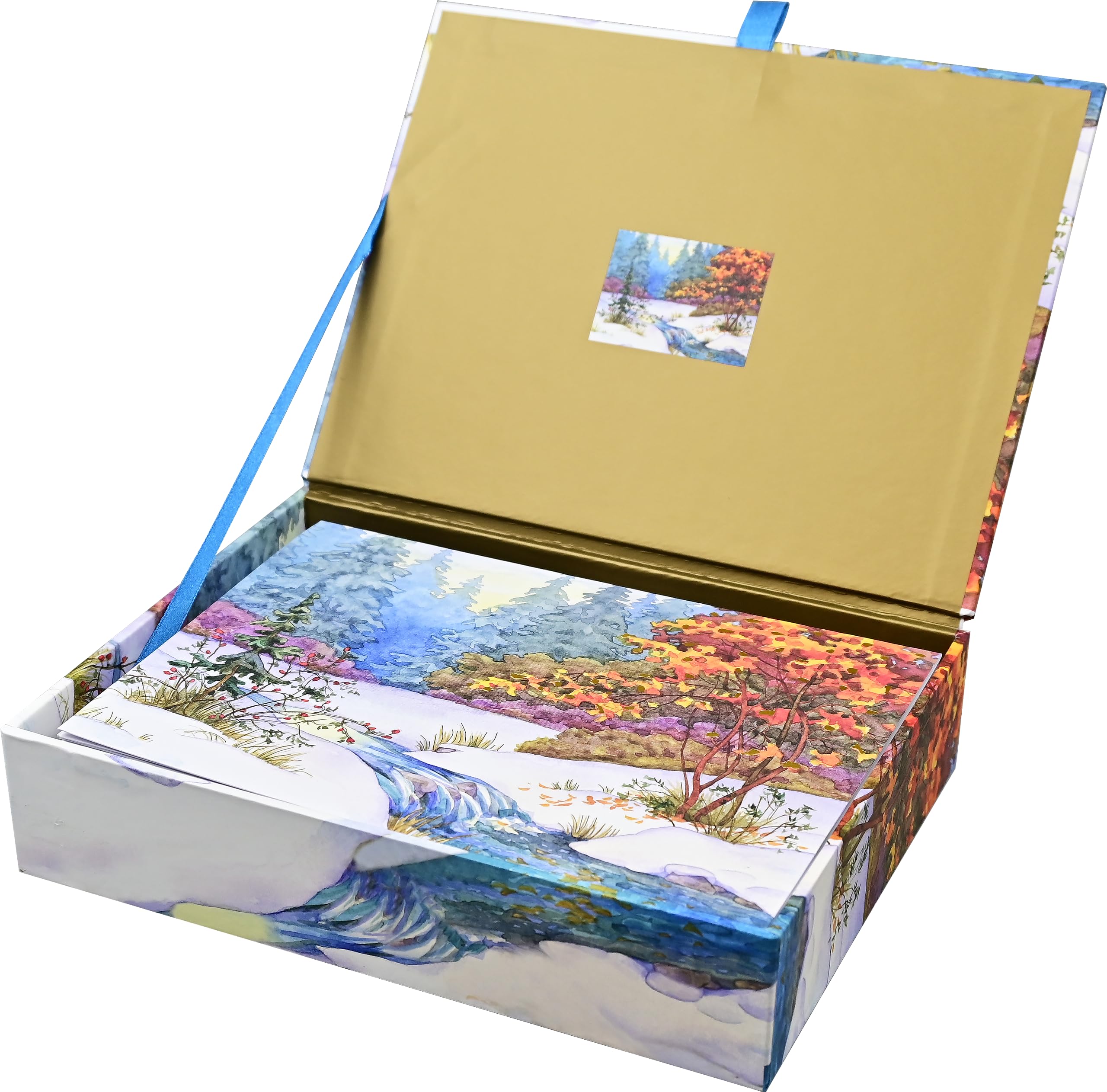 Winter Tapestry Deluxe Boxed Holiday Cards (20 cards, 21 self-sealing envelopes), White, Gold, Orange, 7 x 5 inch - Image 3
