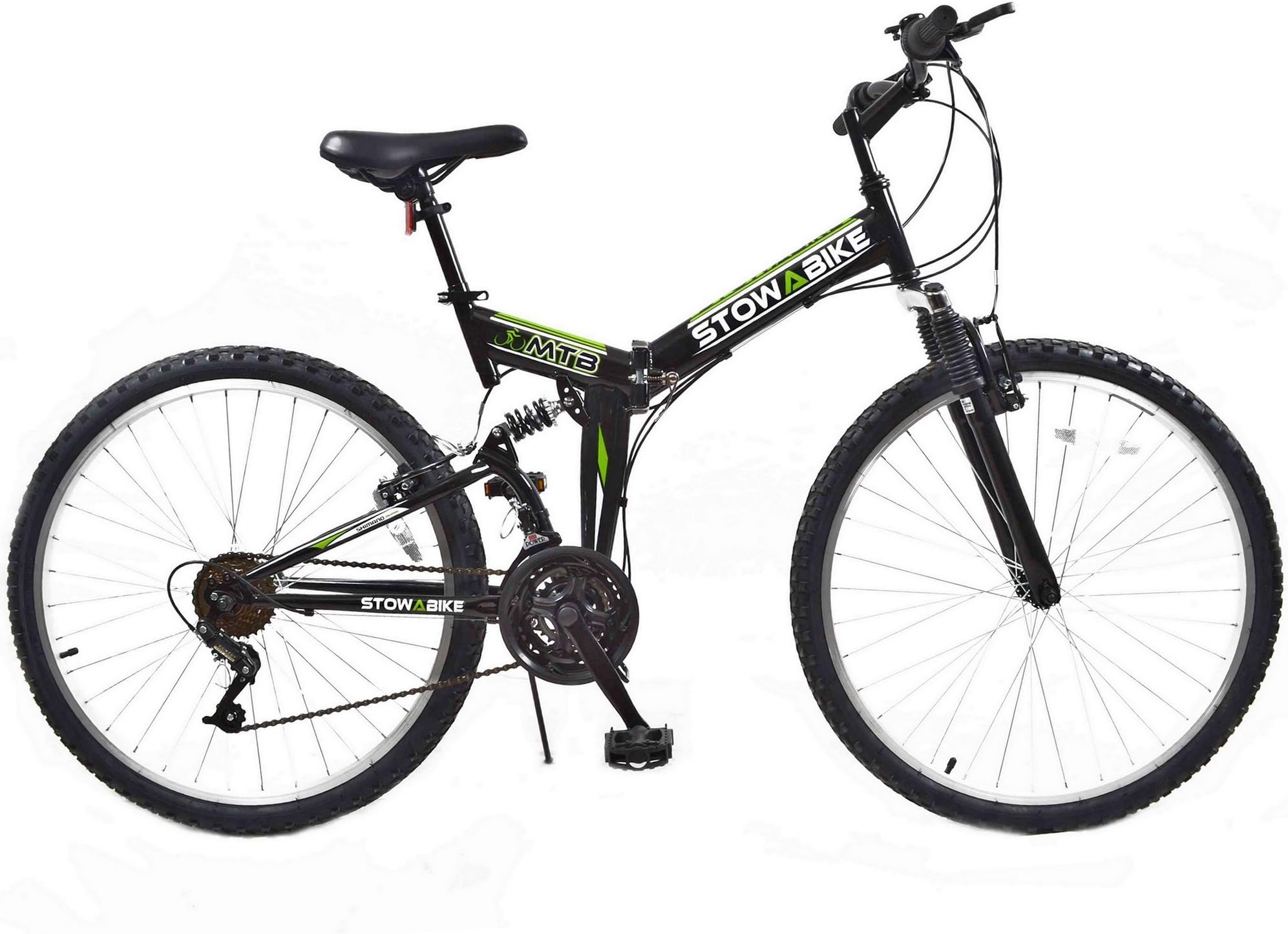 Stowabike 26" MTB V2 Folding Dual Suspension 18sp Gears Mountain Bike Black