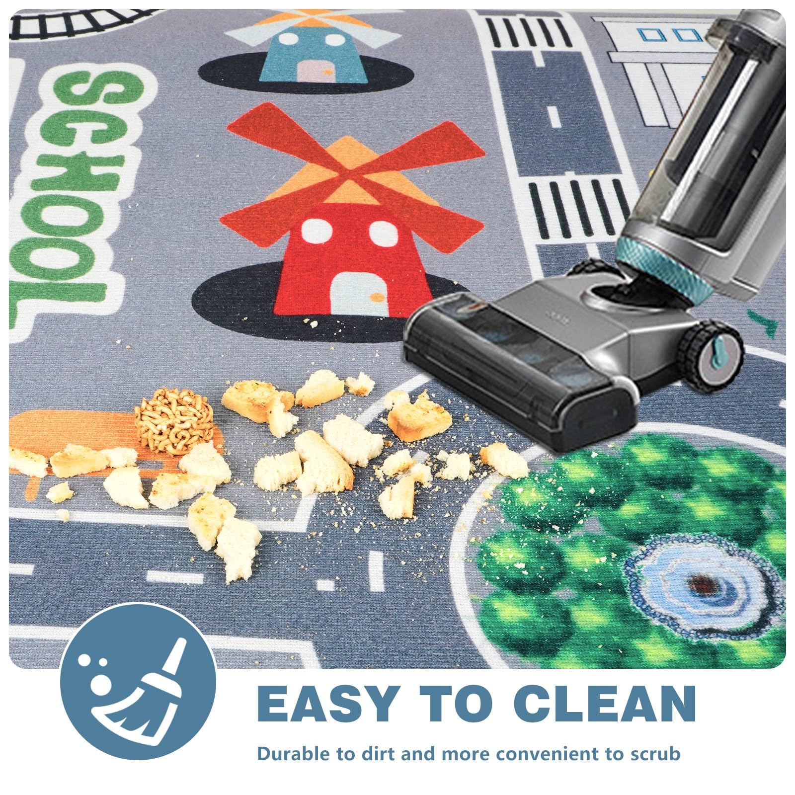 Tapis Voiture Enfant, Circuit Route Antidérapant, Lavable 80x120cm