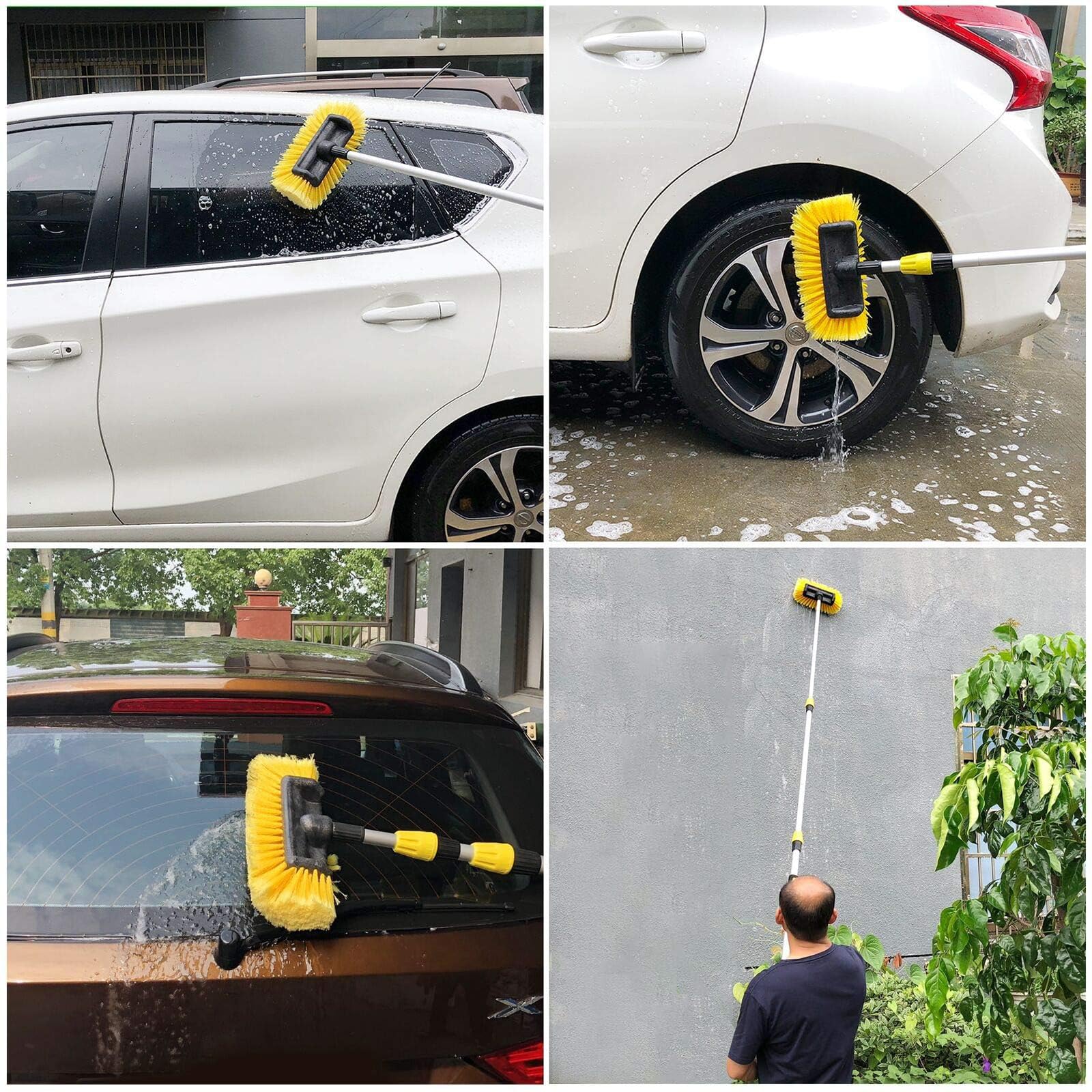 Pulverizador de agua de longitud, cepillo de limpieza para coche, cerdas suaves, fregona de limpieza para un lavado seguro y eficiente, mango telescópico, cepillo de coche con pulverizador