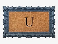 Vista 26 de A1HC - Felpudo con monograma de goma natural y fibra de coco de 24 x 36 pulgadas para puerta delantera, antidesprendimiento, duradero, para entrada