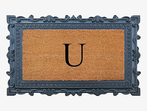 Miniatura 26 de A1HC - Felpudo con monograma de goma natural y fibra de coco de 24 x 36 pulgadas para puerta delantera, antidesprendimiento, duradero, para entrada